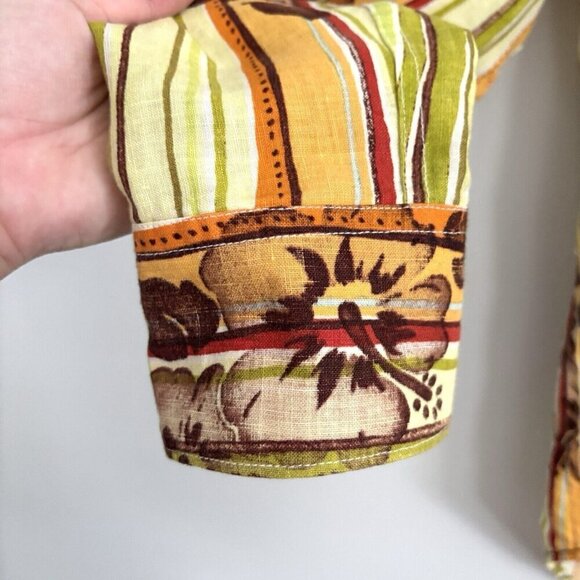 Tommy Bahama Relax Long Sleeve Green Yellow Linen Button Down Shirt Men’s Medium - Picture 7 of 11